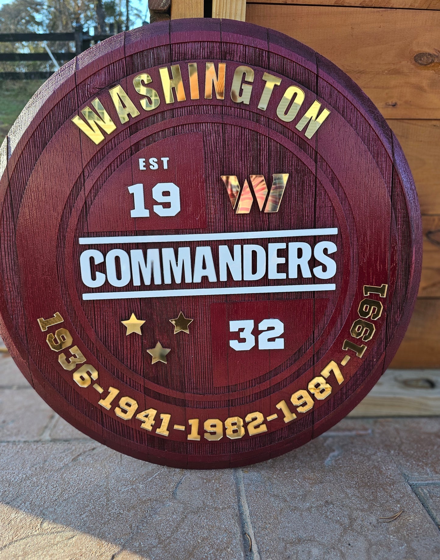 Washington Commanders Bourbon Barrel Lid – 3D Raised Letters