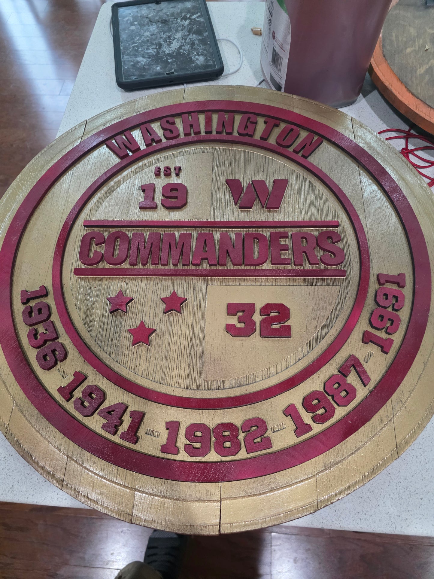 Washington Commanders Bourbon Barrel Lid – 3D Raised Letters