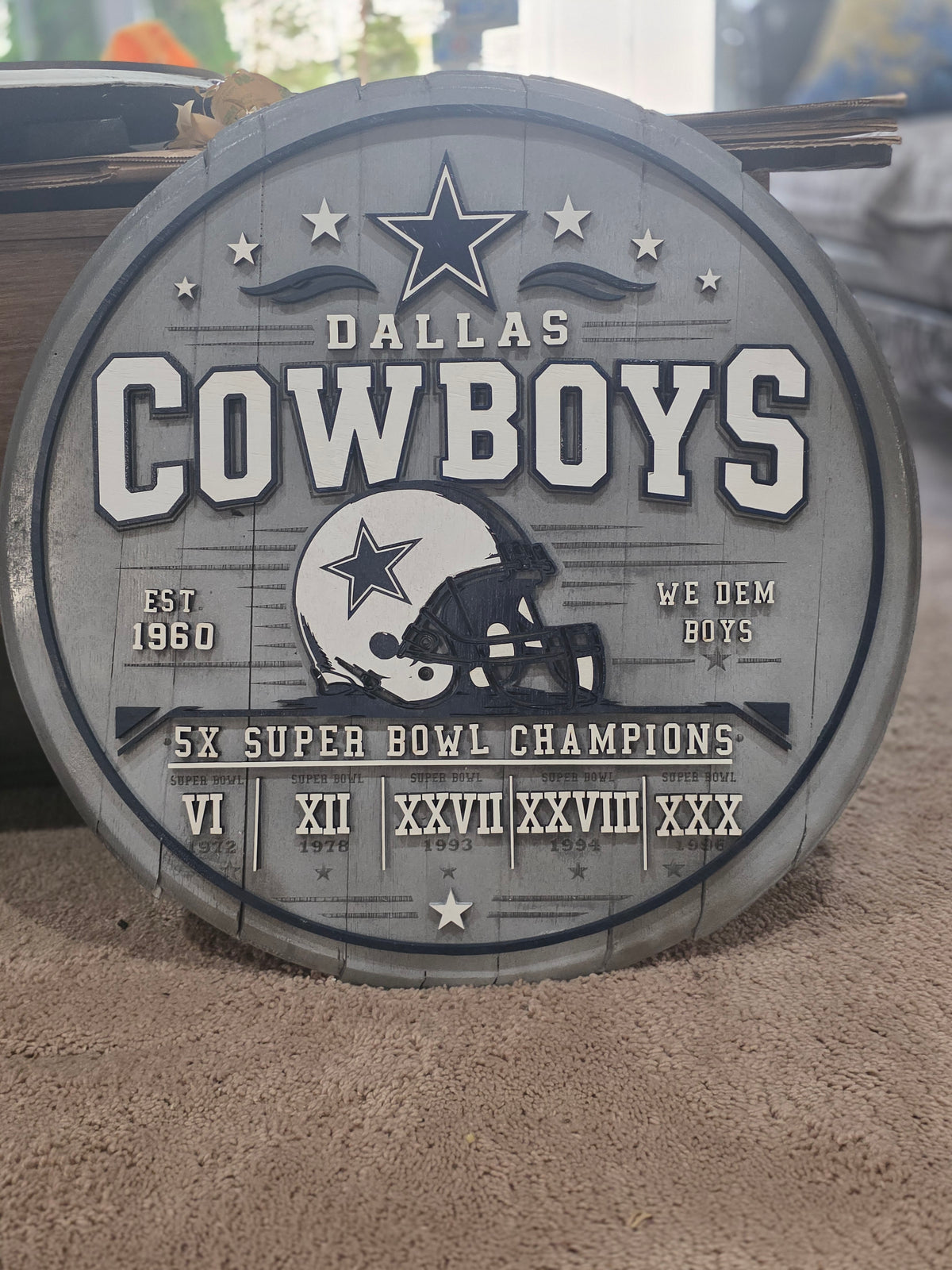 Dallas Cowboys Inspired Custom Bourbon Barrel Lid