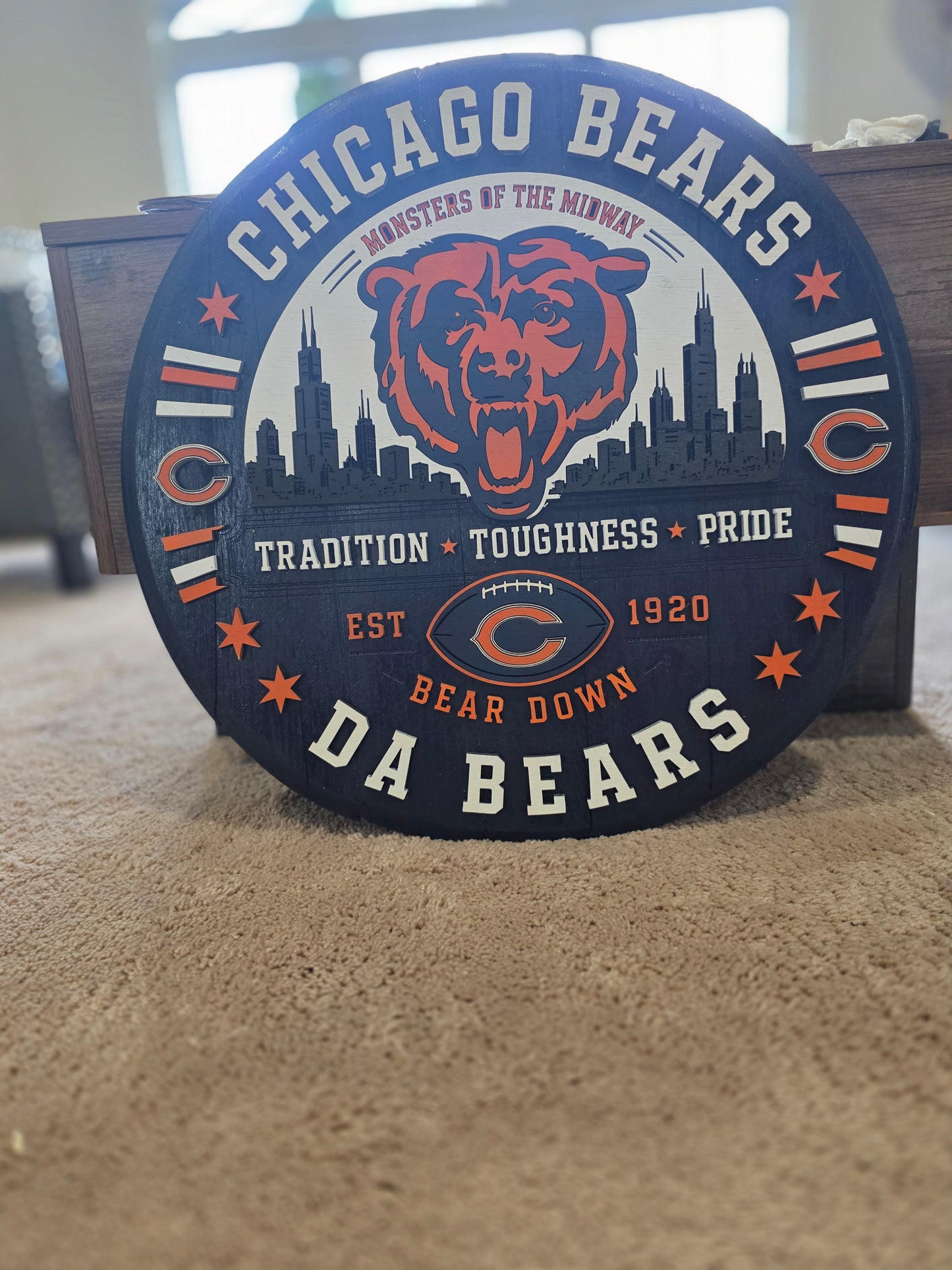 Custom Chicago Bears Bourbon Barrel Lid