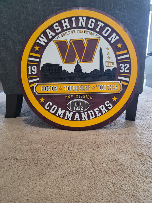 Washington Commanders Bourbon Barrel Lid – 3D Raised Letters
