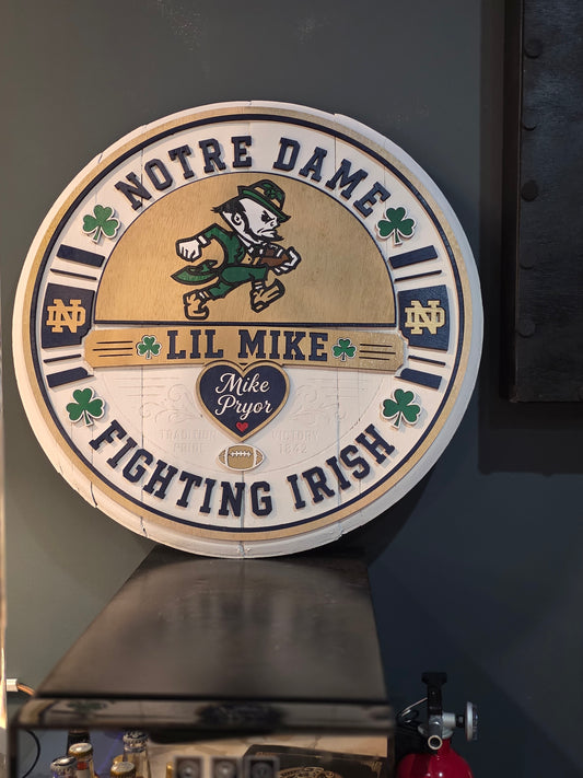 Notre Dame Fighting Irish Bourbon Barrel Lid
