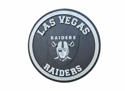 Custom Bourbon Barrel Lid – Las Vegas Raiders Inspired
