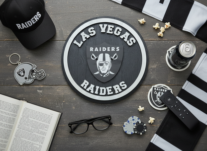 Custom Bourbon Barrel Lid – Las Vegas Raiders Inspired